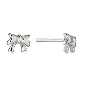Little Princess Childrens Sterling Silver Bow Earrings