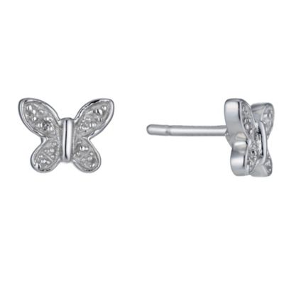 Little Princess Childrens Sterling Silver Diamond Butterfly