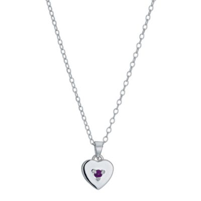 Children's Silver February Amethyst Birthstone Pendant