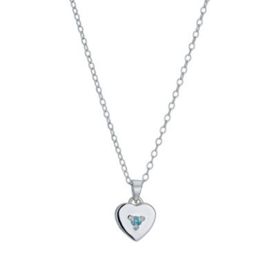 Children's Silver March Aqua Zirconia Birthstone Pendant - Product number 9986901