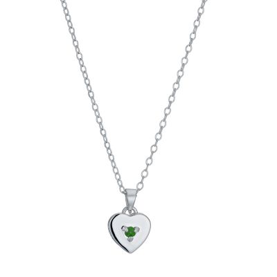 Children's Silver May Emerald Zirconia Birthstone Pendant