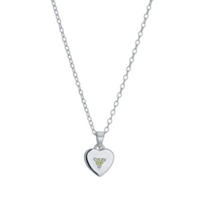 Children's Silver August Peridot Birthstone Pendant