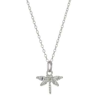 Children's Sterling Silver Cubic Zirconia Dragonfly Pendant