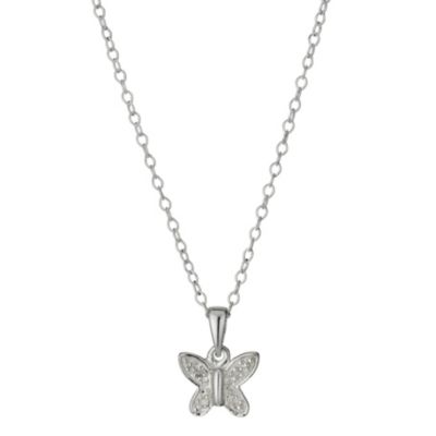 H Samuel Chilrens Sterling Silver Diamond Butterfly