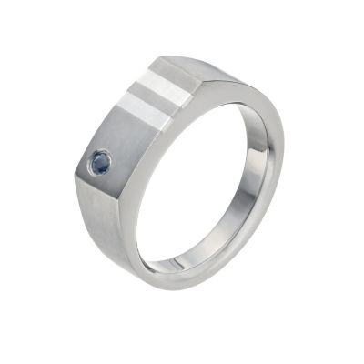 Men's Titanium & Silver Sapphire Ring - Product number 9990771