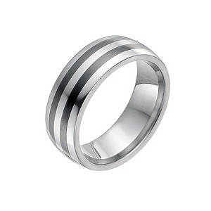Men's Tungsten & Ceramic Two Stripe Ring