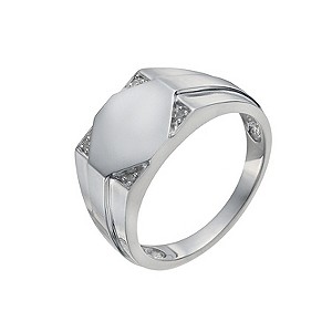 Mens Sterling Silver Diamond Ring