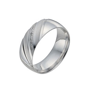 H Samuel Mens Sterling Silver Diamond Pattern Ring