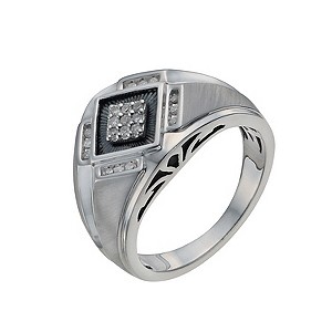 Mens Sterling Silver 15 Point Diamond Ring