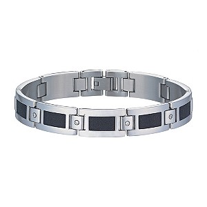 Men's Stainless Steel Black Glitz Cubic Zirconia Bracelet