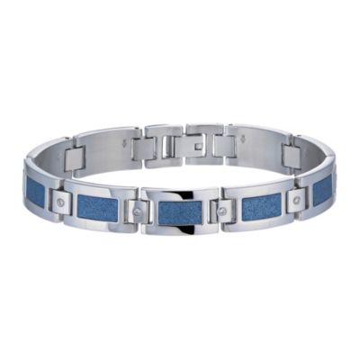 Men's Stainless Steel Blue Glitz Cubic Zirconia Bracelet - Product number 9994564