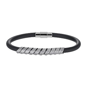 Black Rubber & Stainless Steel Bracelet