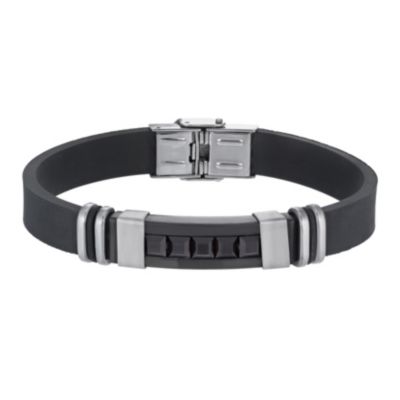 Black Rubber & Stainless Steel Bracelet - Product number 9994629