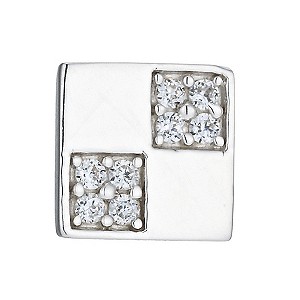 H Samuel Mens Sterling Silver Cubic Zirconia Square