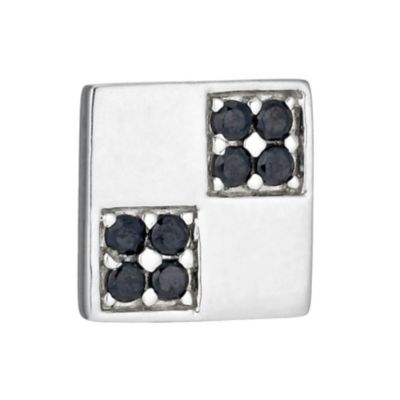 Men's Silver Black Cubic Zirconia Square Stud Earring - Product number 9994653