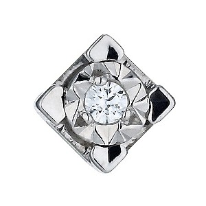 Men's 9ct White Gold Diamond Stud Earring