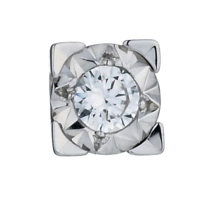 Mens 9ct White Gold 1/10 Carat Diamond Stud