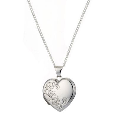 H Samuel Sterling Silver Flower Heart Locket