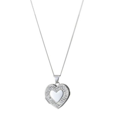 H Samuel Sterling Silver Crystal Heart Locket