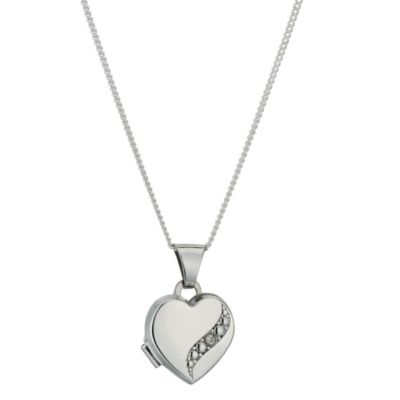 H Samuel Sterling Silver and Diamond Locket