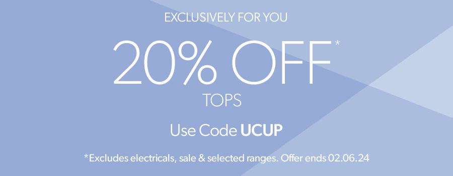 20% Off* Tops - Use code UCUP