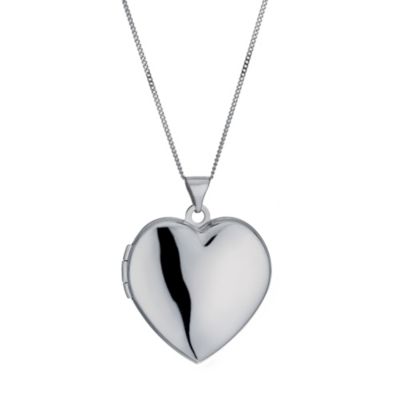 9ct white gold diamond engraved 21mm locket - Ernest Jones