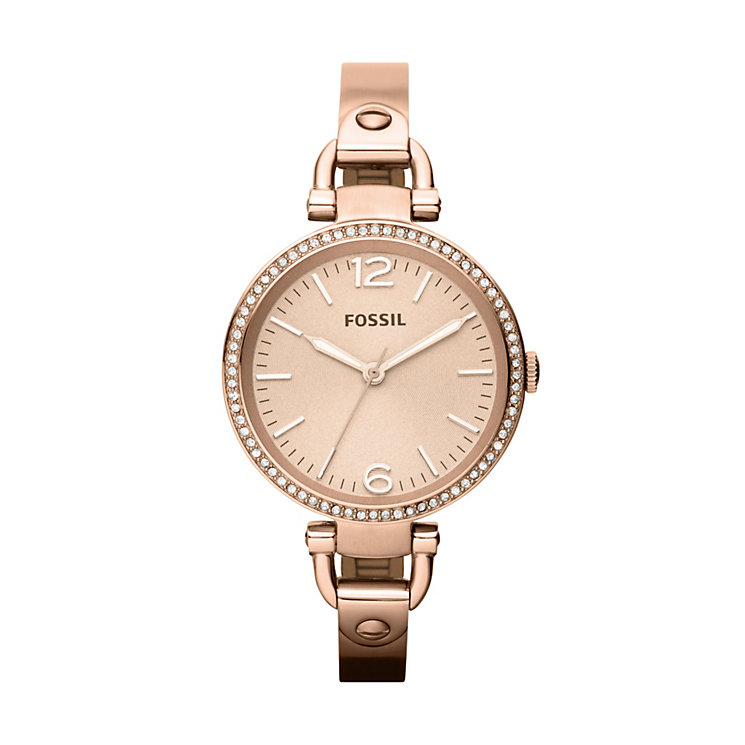 Fossil Georgia Ladies' Rose Gold-Plated Bracelet Watch - H. Samuel the ...