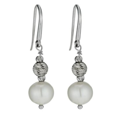 Sterling silver cultured freshwater pearl drop earrings - Ernest Jones