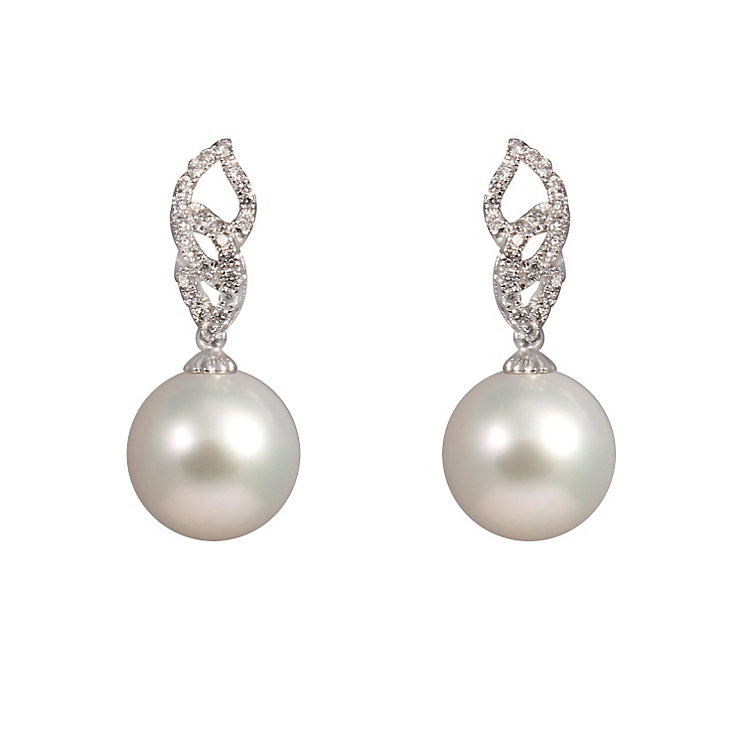 Yoko London 18ct white gold South Sea pearl diamond earrings - Ernest Jones