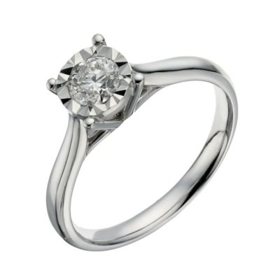 9ct white gold 40 point illusion set diamond ring - Ernest Jones