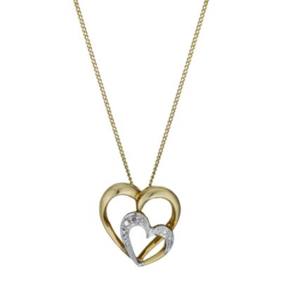 9ct Yellow Gold Cubic Zirconia Interlocking Heart Pendant - H. Samuel ...