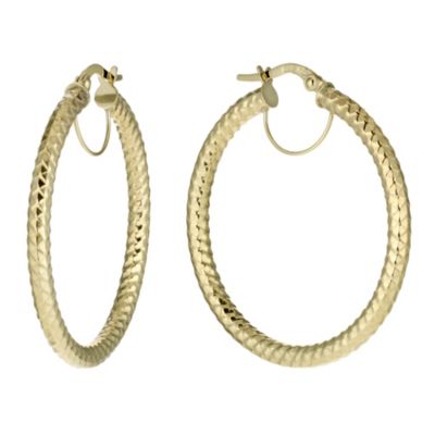 9ct Yellow Gold Round Creole Hoop Earrings | H.Samuel