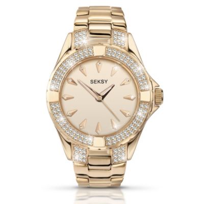 Seksy Ladies' Stone Set Gold-Plated Bracelet Watch - H. Samuel the Jeweller