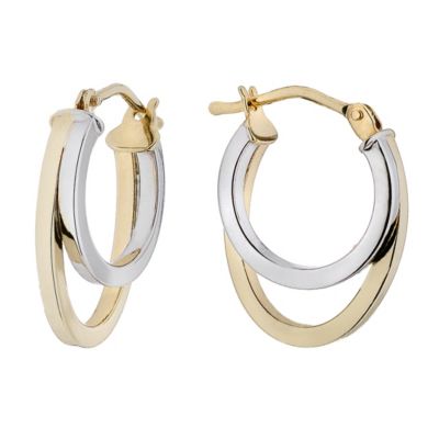 9ct gold & white gold double creole earrings - Ernest Jones