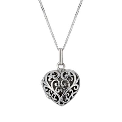 Sterling silver filigree heart locket - Ernest Jones