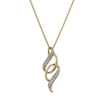 9ct Gold Diamond Twist Pendant | H.Samuel