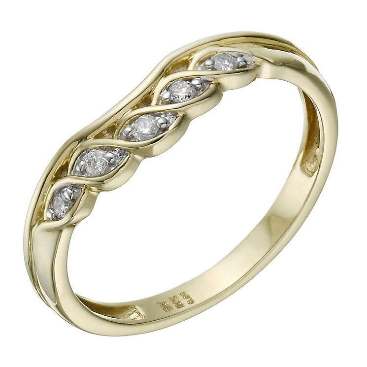 9ct Gold Diamond Twisted & Shaped Ring - Product number 1694391