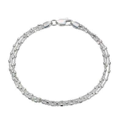 Sterling Silver Triple Beaded Chain Bracelet | H.Samuel