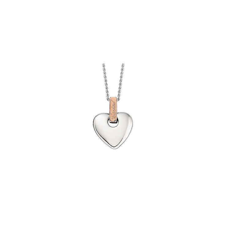 Clogau Silver & Rose Gold Cariad Small Heart Pendant | H.Samuel