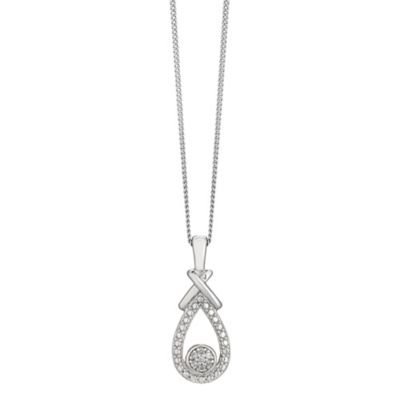 Sterling Silver & Diamond Teardrop Kiss Pendant - H. Samuel the Jeweller