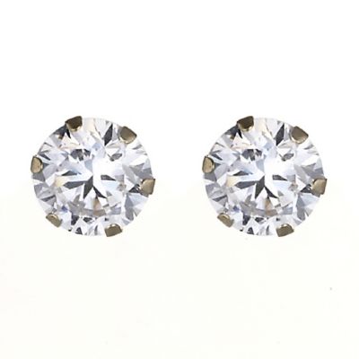 9ct Yellow Gold 4mm Cubic Zirconia Stud Earrings | H.Samuel