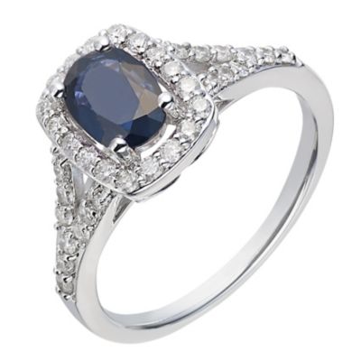 18ct white gold 40 point diamond & sapphire ring - Ernest Jones