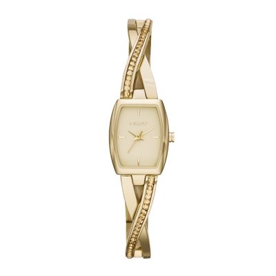 DKNY Ladies' Crosswalk Yellow Gold Plated Bangle Watch - H. Samuel the ...