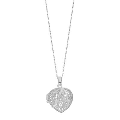 Sterling Silver Filigree Swirl Heart Locket | H.Samuel