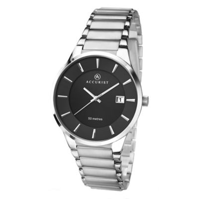 Accurist Men's Stainless Steel Black Dial Bracelet Watch | H.Samuel