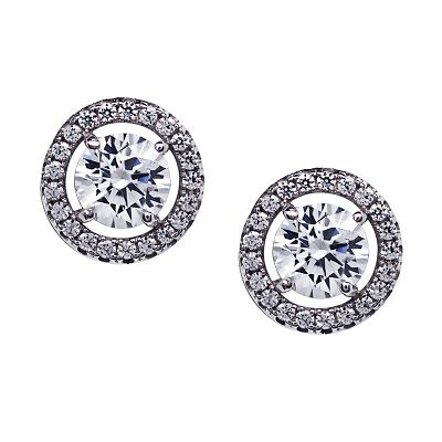 CARAT* silver stone set border stud earrings - Ernest Jones