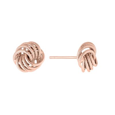 9ct Rose Gold Knot Design Stud Earrings | H.Samuel