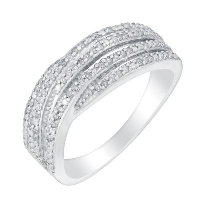 Sterling Silver & Diamond Multi-Row Eternity Ring | H.Samuel