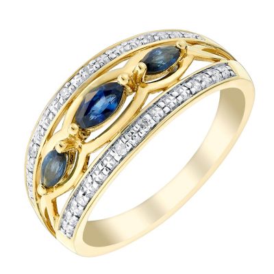 9ct Yellow Gold Diamond & Marquis Sapphire Eternity Ring | H.Samuel