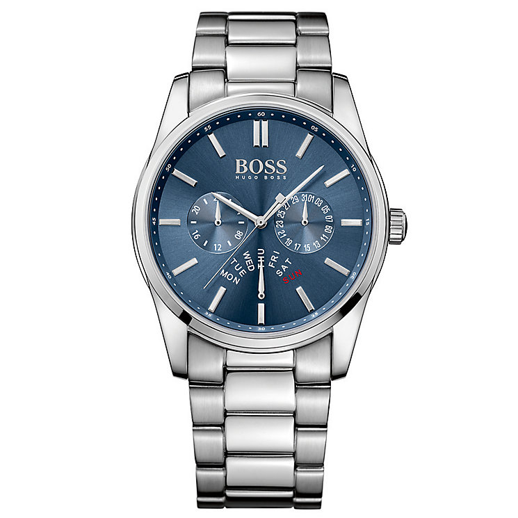 Hugo Boss men's stainless steel blue dial bracelet watch - Ernest Jones